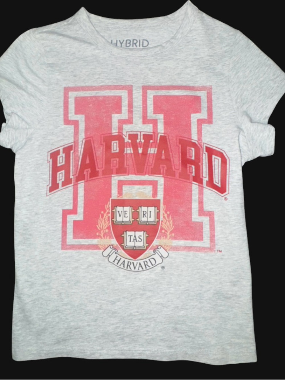 Harvard Graphic Baby Tee XS Gray Red Collegiate Y2K Preppy